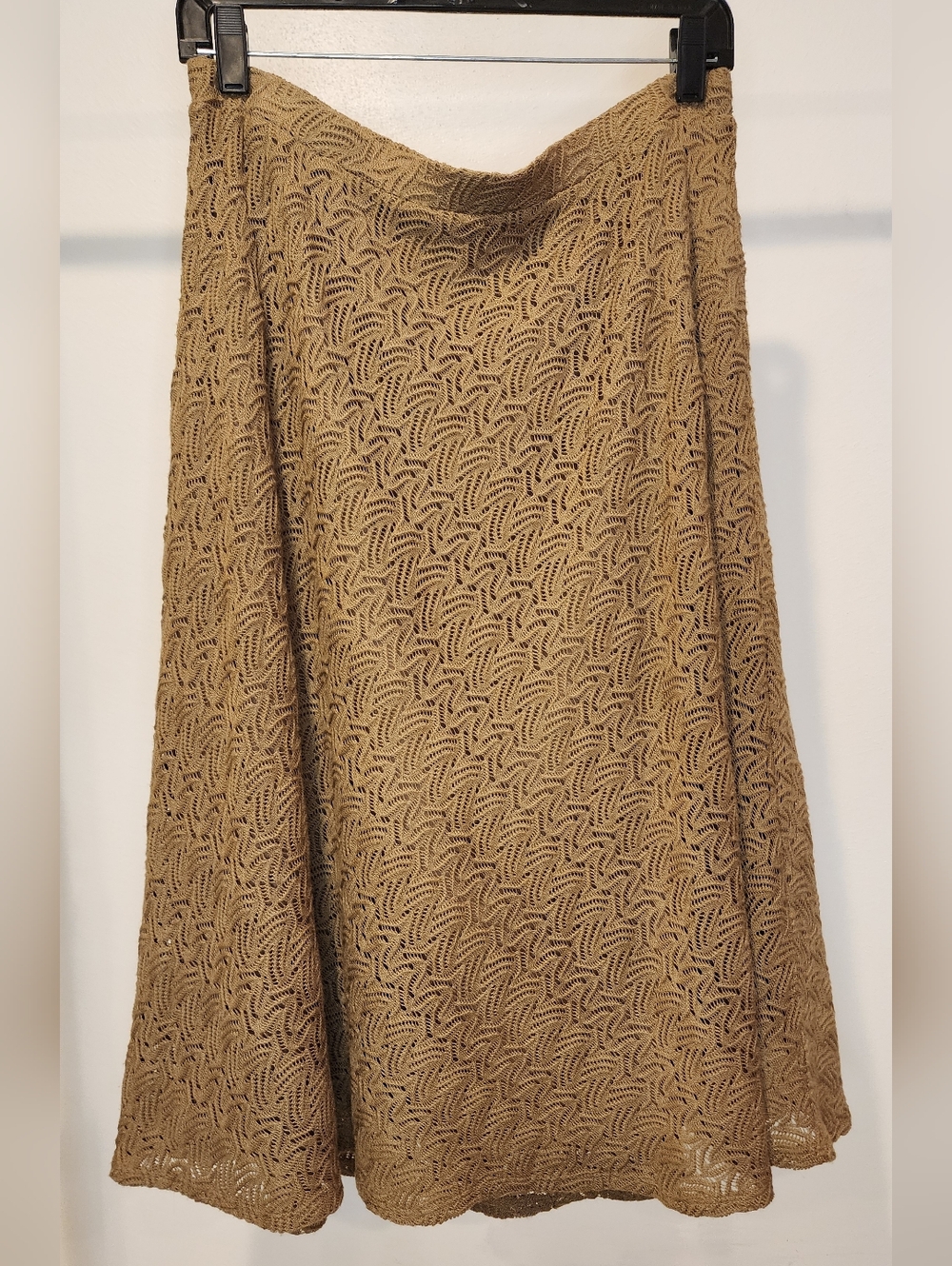 LOFT Crochet A-Line Skirt in Camel